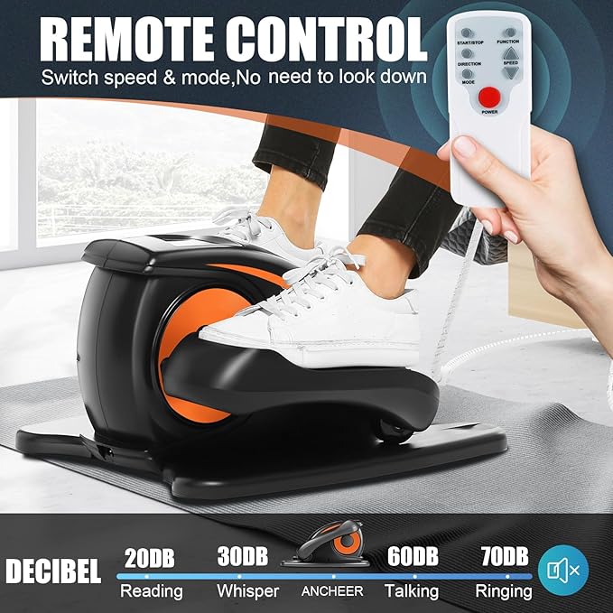 ANCHEER Under Desk Elliptical Machine - Quiet Pedal Exerciser for Seniors, Office & Home, Low-Impact Seated Leg Workout Equipment, Smart LCD Display, Remote Control