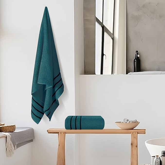 MyOwn Cotton 2 Pack Oversized Bath Towel Set 28x55 inches, Large Bath Towels, Ultra Absorbant Compact Quickdry & Lightweight Towel, Ideal for Gym Travel Camp Pool - Teal, 71634
