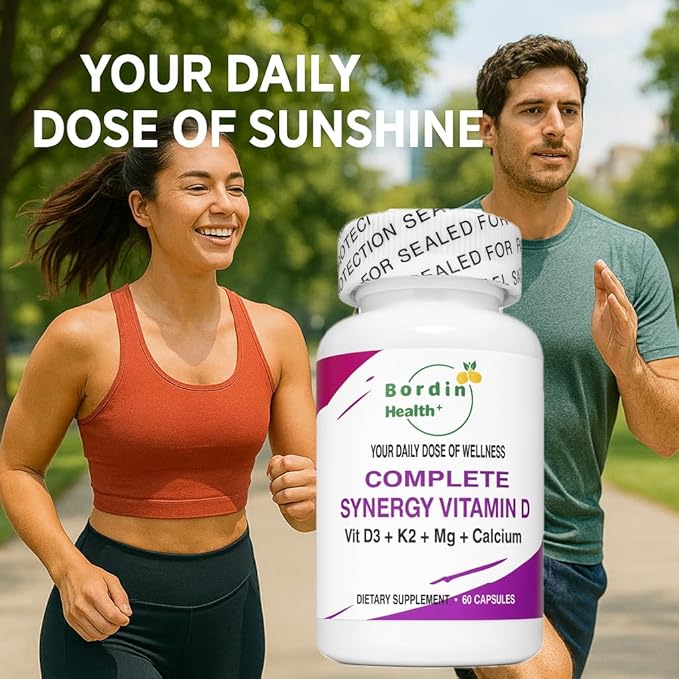 Bone Health Complex - Vitamin D3 1000 IU + Vitamin K, Calcium & Magnesium - 4-in-1 Daily Supplement for Strong Bones & Joints - 60 Capsules