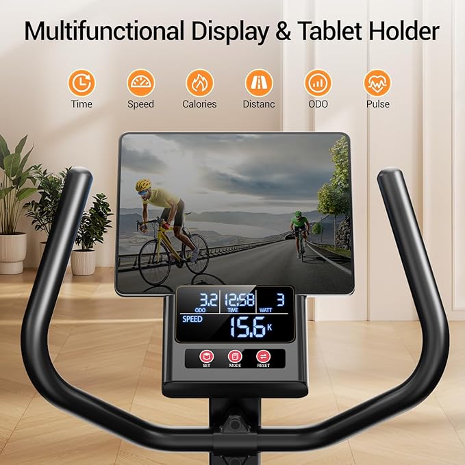 CURSOR FITNESS Recumbent Exercise Bike, Stationary Bikes for Home with Adjustable Seat, 400 LBS Capacity, 16-Level Magnetic Resistance Recumbent Exercise Bike for Home Gym Cardio Workout Training