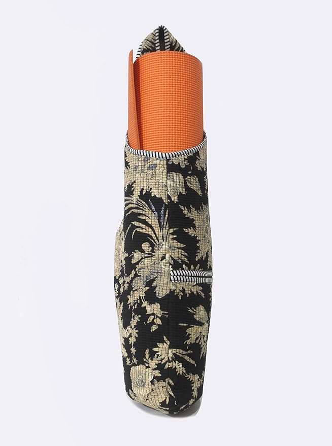 INDIAN CRAFT CASTLE Yoga Mat Bag | Tote Mat Bag | Sling Yoga Tote w/Large Side Pocket & Zipper Pocket | Yoga Mat Carrier Fits Most Size Mats