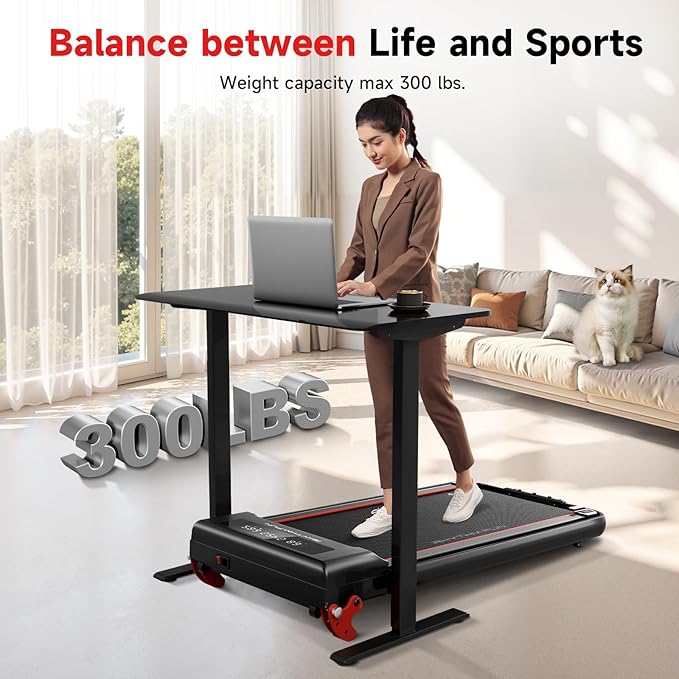 RHYTHM FUN Treadmill with Incline, Walking Pad with Handle Bar,300lbs Walking Pad with APP, Portable Folding Walking Treadmills for Home/Office with Low Noise