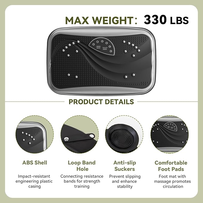 UCIN Vibration Plate Exercise Machine, Vibration Plate for Lymphatic Drainage, 330 Lbs Capacity Vibrating Plate for Weight Loss Home Fitness with Resistance Bands/Pilates Ball