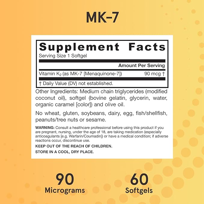 Jarrow Formulas MK-7 90 mcg - Bioactive Form of Vitamin K2-60 Servings (Softgels) - for Bone & Cardiovascular Health - Vitamin K2 MK-7 Dietary Supplement - K2 Vitamin Supplement MK-7 - Gluten Free