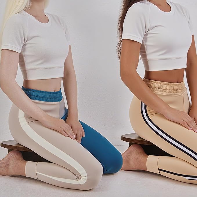 Meditation Bench - Wooden Ergonomic Kneeling Stool for Yoga, Prayer, Travel, Mindfulness, Zen Practice