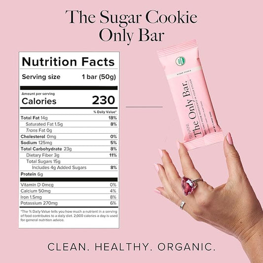 Truvani Plant Based Snack Bars | Sugar Cookie 4 Pack | 6g Protein | USDA Organic and Vegan | The Only Bar | Dairy, Soy, and Gluten Free | Individually Wrapped