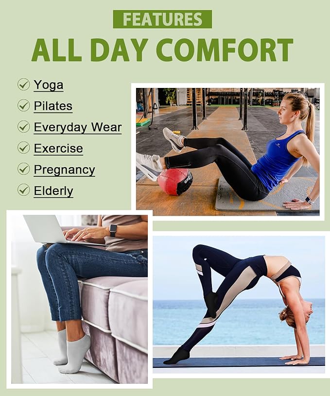 YeuG 4/6 Pairs Pilates Socks for Women - Non Slip Grip Socks for Yoga, Barre, Hospital, Barefoot