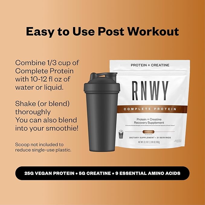 25g Chocolate Protein + 5g Creatine Powder, Vegan Plant-Based Protein with Digestive Enzymes to Build & Recover, 21 Servings