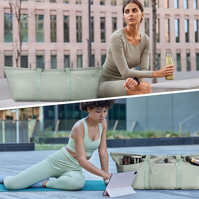 Large Yoga Mat Bag with Shoes Compartment and Wet Pocket Ladies Pilates Gym Tote Bag with Yoga Mat Holder Strap for Women Men Workout Carrier Stuff Accessories
