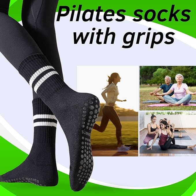 3/6 Pairs Cute Pilates Socks with Grips,Yoga Socks Barre Sock Non Slip Embroidery for Barre Ballet Workout