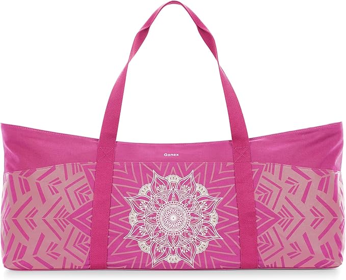 Gonex Yoga Mat Bag, Extra Large Canvas Gym Bag with Waterproof Pocket Metal Zipper, Fits Mat & Blocks, Stylish Yoga Mat Carrier for Women, Ideal for Yoga, Pilates, Workout, Travel