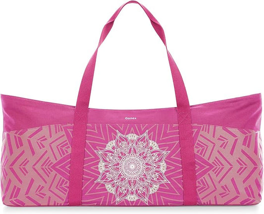 Gonex Yoga Mat Bag, Extra Large Canvas Gym Bag with Waterproof Pocket Metal Zipper, Fits Mat & Blocks, Stylish Yoga Mat Carrier for Women, Ideal for Yoga, Pilates, Workout, Travel