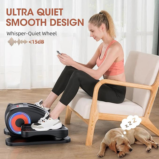 Under Desk Elliptical, Electric Seated Pedal Exerciser for Seniors with 12 Adjustable, Quiet & Compact Mini Ellipse Leg Exerciser with Display Monitor & Remote Control