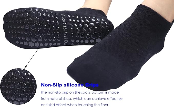 Tamlien Yoga & Pilates Grip Socks - Non-Slip, Barefoot, Pregnant-Friendly Crew Socks for Yoga, Barre & Sports
