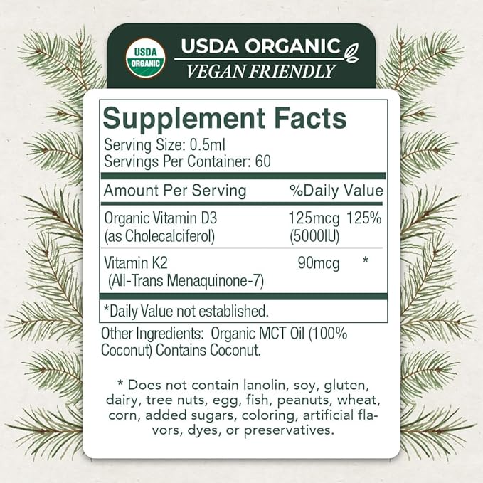 Vitamin D3+K2 Vegan Friendly 5,000 IU