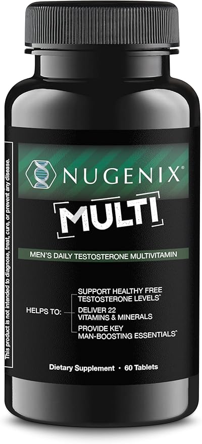 Nugenix Men's Daily Testosterone Multivitamin for Men - 19 Vitamins and Minerals, Supports Free Testosterone, 60 Tablets