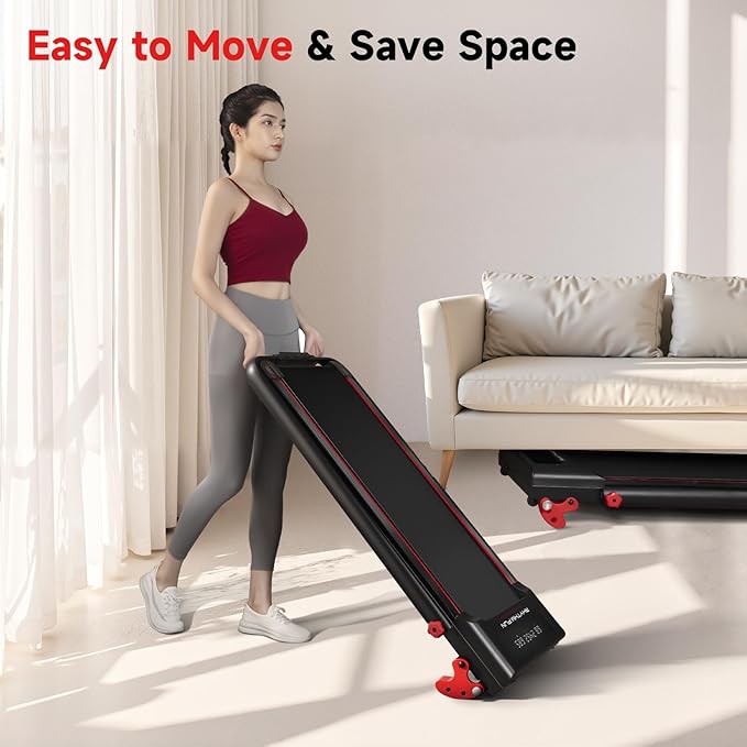 RHYTHM FUN Treadmill with Incline, Walking Pad with Handle Bar,300lbs Walking Pad with APP, Portable Folding Walking Treadmills for Home/Office with Low Noise
