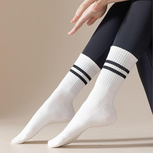3/6 Pairs Cute Pilates Socks with Grips,Yoga Socks Barre Sock Non Slip Embroidery for Barre Ballet Workout