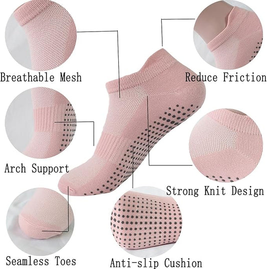 brookhaus Women Low Cut No Show Running Socks 6 Pairs - Cushioned Arch Support, Moisture Wicking Athletic Ankle Socks
