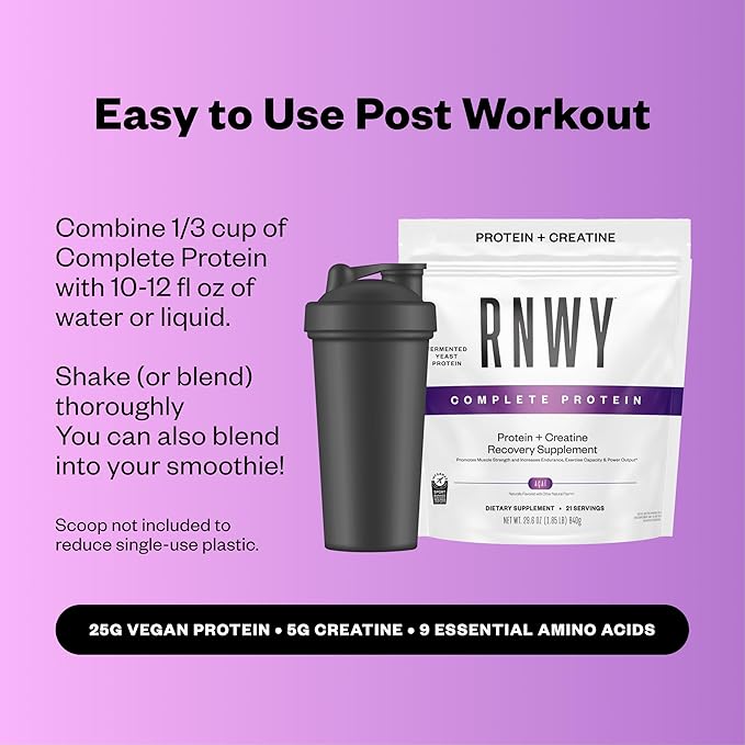 25g Acai Protein + 5g Creatine Powder, Vegan Plant-Based Protein with Digestive Enzymes to Build & Recover, 21 Servings