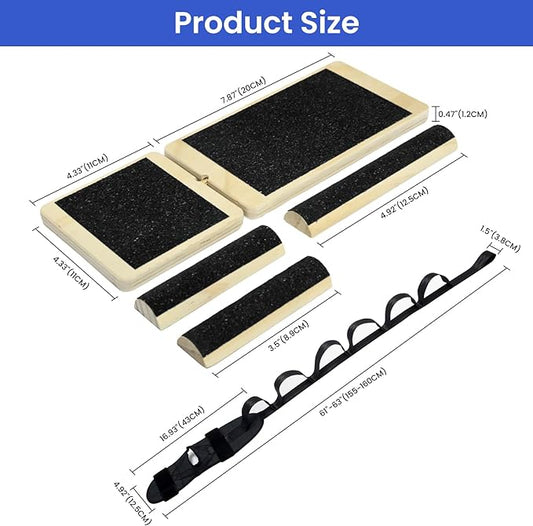 Ankle Strengthener with Foot and Calf Stretcher, Foot Strengthener Exerciser for for Sprained,Single Leg Balance Board,Posture Correction,Foot Stretcher,Wood Wobble Board for Ankle Rehab