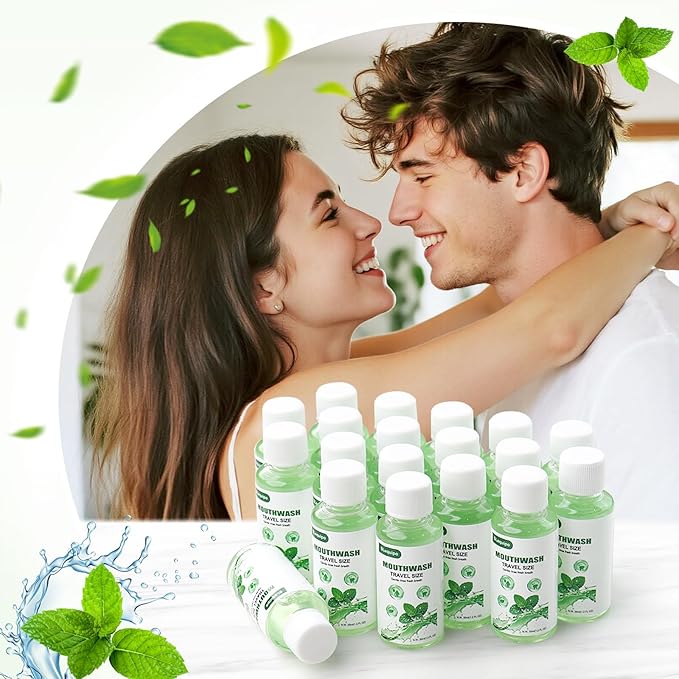 Travel Size Mouthwash Bulk Mini Fresh Mint Portable Mouthwash Individual Bottles 35ml/1.2fl oz for Travel Toiletry Kits (200)