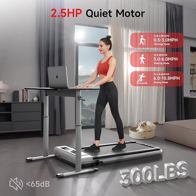 RHYTHM FUN Treadmill with Incline, Walking Pad with Handle Bar,300lbs Walking Pad with APP, Portable Folding Walking Treadmills for Home/Office with Low Noise