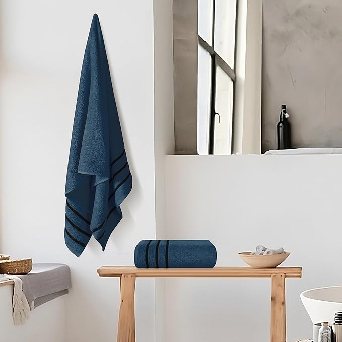 MyOwn Cotton 2 Pack Oversized Bath Towel Set 28x55 inches, Large Bath Towels, Ultra Absorbant Compact Quickdry & Lightweight Towel, Ideal for Gym Travel Camp Pool - Mineral Blue, 71636