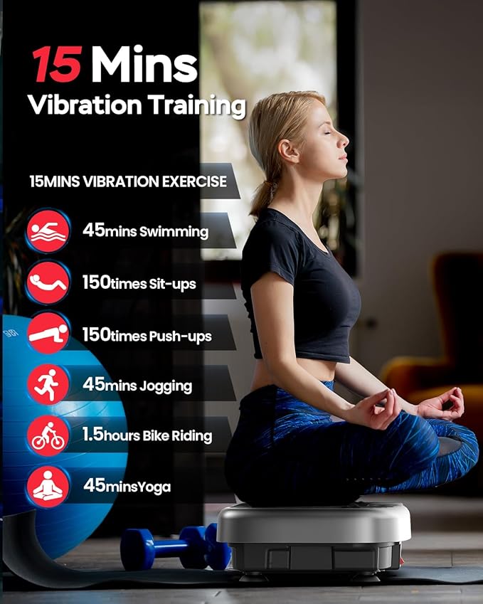 Vibration Plate Exercise Machine, Vibrating Plate Platform for Lymphatic Drainage with 200 Adjustable Speeds, Power Vibration Plate for Weight Loss & Fitness, Supports Max Weight 450 Lbs