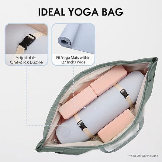 Large Yoga Mat Bag with Shoes Compartment and Wet Pocket Ladies Pilates Gym Tote Bag with Yoga Mat Holder Strap for Women Men Workout Carrier Stuff Accessories