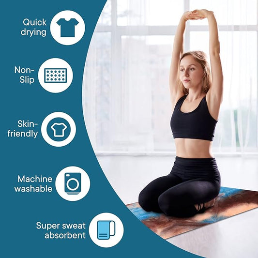 Yoga Towels, Non Slip Hot Yoga Mat Towel with Grip Dots,Super-Absorbent Soft Microfiber Yoga Blanket for Pilates, Fitness and Workout 72inch x 24inch