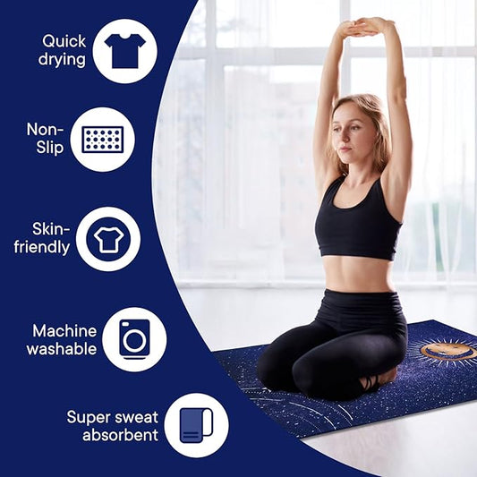 Yoga Towels, Non Slip Hot Yoga Mat Towel with Grip Dots,Super-Absorbent Soft Microfiber Yoga Blanket for Pilates, Fitness and Workout 72inch x 24inch