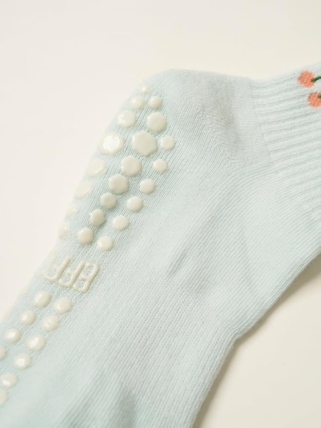Shapes Studio Crew Half Calf Grip Socks, Cutest Fruits Pilates Socks, Ruffle socks, Non-Slip, Barre Yoga Fitness