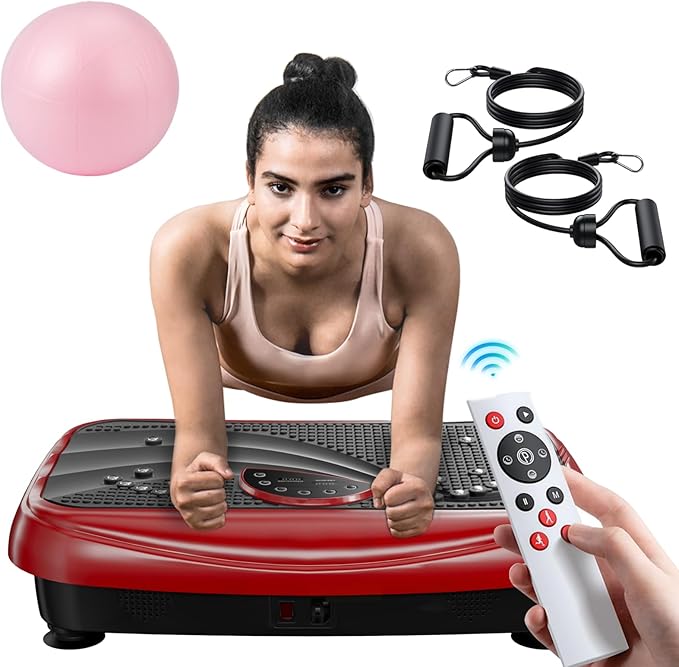 UCIN Vibration Plate Exercise Machine, Vibration Plate for Lymphatic Drainage, 330 Lbs Capacity Vibrating Plate for Weight Loss Home Fitness with Resistance Bands/Pilates Ball