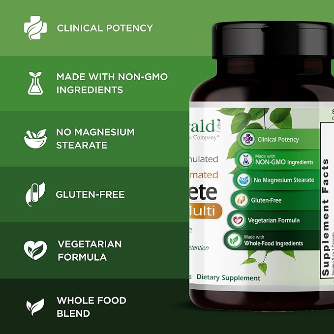 EMERALD LABS Complete 1-Daily Multi - Complete Multivitamin for Men & Women with Vitamin C, Methylated Folate, Whole-Food Blend & More for Immune Support, Bone Health & More* - 30 Vegetable Capsules