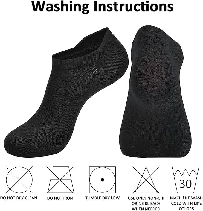 brookhaus Women Low Cut No Show Running Socks 6 Pairs - Cushioned Arch Support, Moisture Wicking Athletic Ankle Socks
