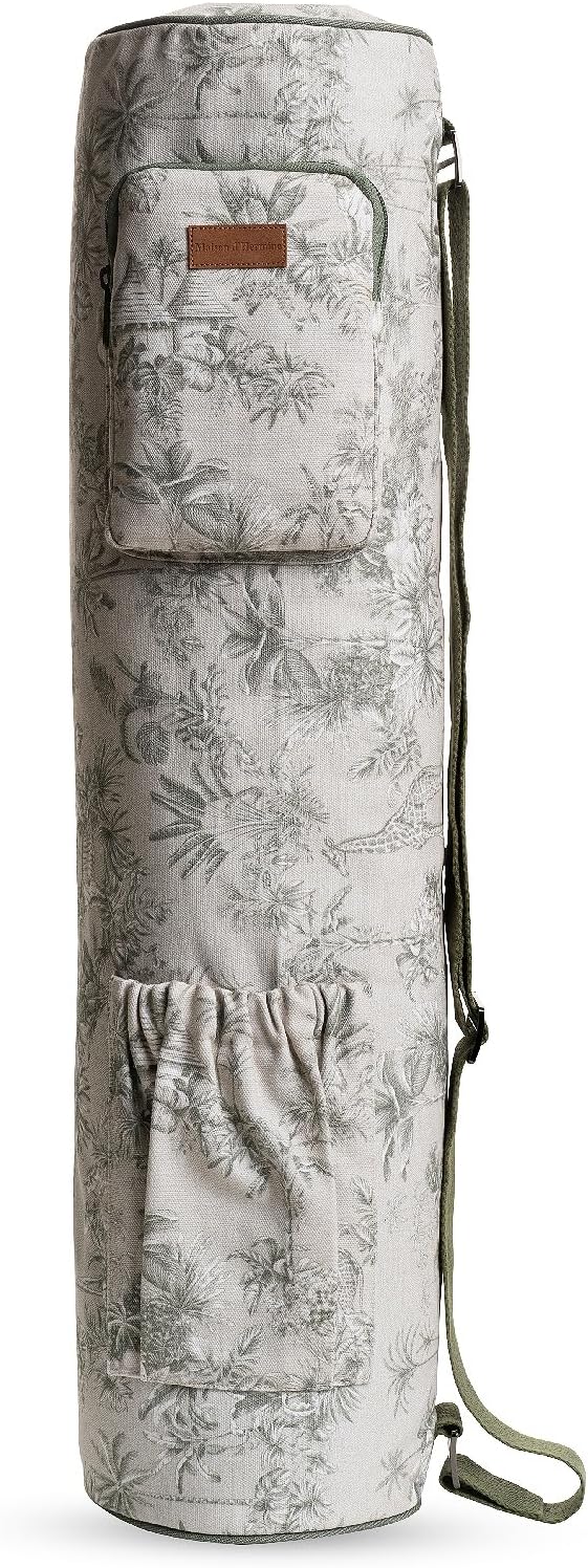 Maison d' Hermine Yoga Mat bag, Cylindrical bag for Woman&Men, yoga mat Bag &Adjustable shoulder straps Yoga Mat Carrier Bag with Drawstring Water Bottle Pocket and zipper pocket