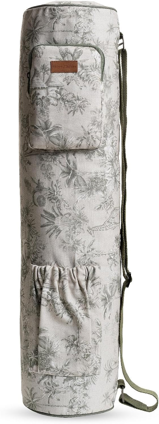 Maison d' Hermine Yoga Mat bag, Cylindrical bag for Woman&Men, yoga mat Bag &Adjustable shoulder straps Yoga Mat Carrier Bag with Drawstring Water Bottle Pocket and zipper pocket