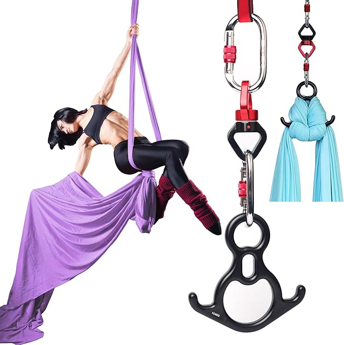 Aerial Silk Set, Premium 9Yards/8.2m Medium Stretch Fabric Silks, Perfect for AntiGravity Hammock Yoga Training & Dance Circus Performances Includes Hardwares & Daisy Chains