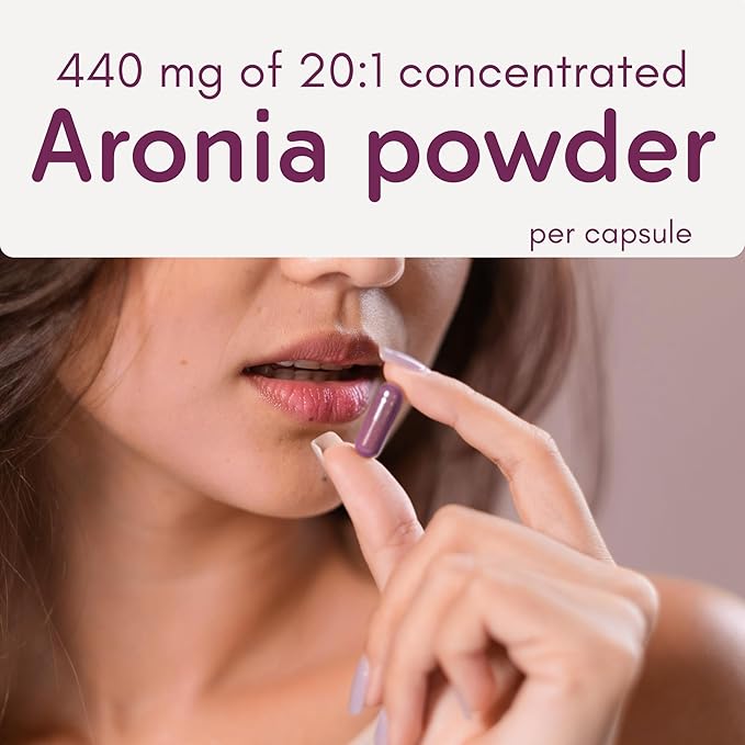 Aronia Berry Capsules Organic (60 Servings) | 17,600 mg Fresh Aronia Berries Equivalent & 120 mg Acerola Cherry Extract per Serving | High in Vitamin C & Antioxidants | Black Chokeberry Supplement