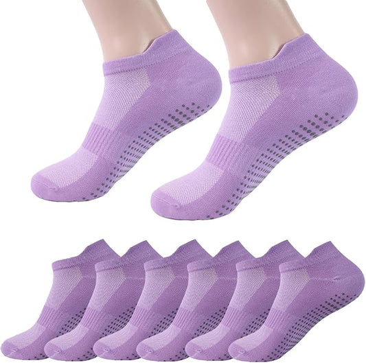 brookhaus Women Low Cut No Show Running Socks 6 Pairs - Cushioned Arch Support, Moisture Wicking Athletic Ankle Socks