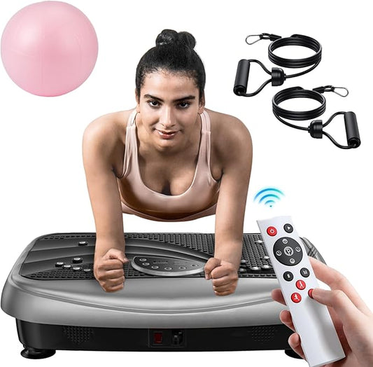 UCIN Vibration Plate Exercise Machine, Vibration Plate for Lymphatic Drainage, 330 Lbs Capacity Vibrating Plate for Weight Loss Home Fitness with Resistance Bands/Pilates Ball
