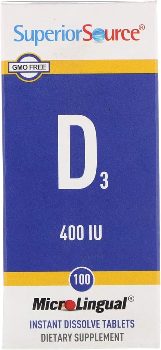 Superior Source Vitamin D3 400 IU - Offers Immune System, Brain & Nervous System Support - Aids Calcium Absorption for Teeth & Bone Health - Bariatric Friendly - 100 Sublingual Dissolving Tablets