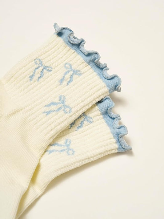 Shapes Studio Crew Half Calf Grip Socks, Cutest Fruits Pilates Socks, Ruffle socks, Non-Slip, Barre Yoga Fitness