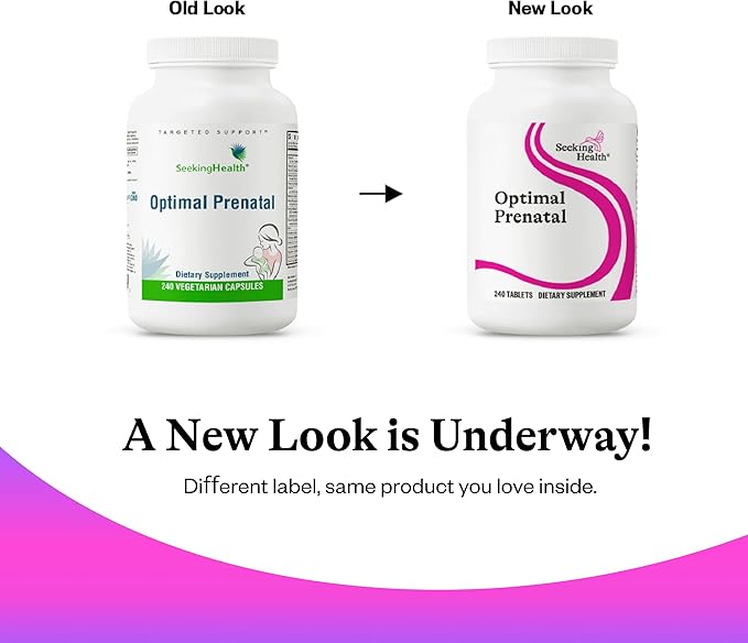 Seeking Health Optimal Prenatal, Women’s Vitamin with B12, Methylfolate, Choline, Methylation Support, Nutrients to Support Fertility, Pregnancy & Breastfeeding, Vegetarian Capsules (240 Capsules)