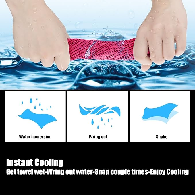 Biange Cooling Towels (40"x 12", Pack of 30) for Neck and Face, Cold Towel for Hot Weather, Sports, Workout, Fitness, Gym, Yoga, Golf, Pilates, Travel, Camping & More