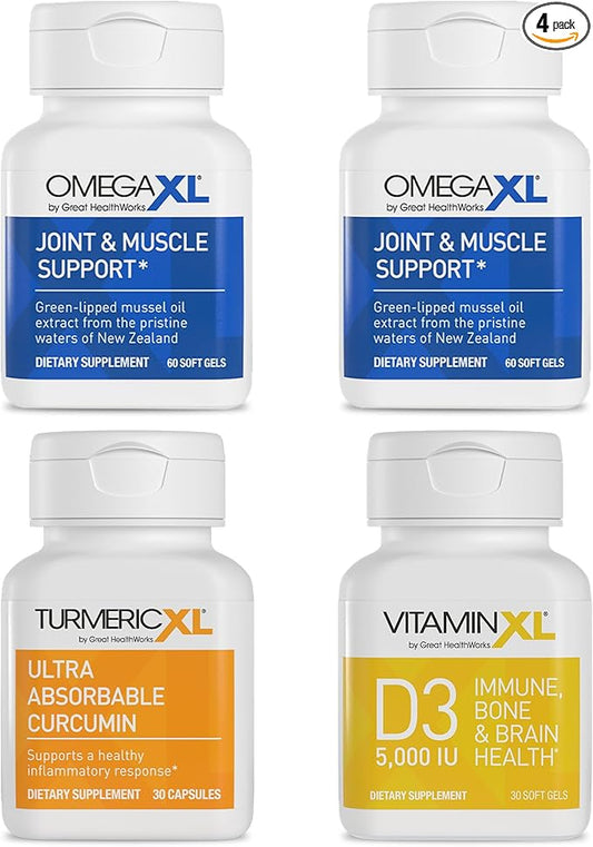 OmegaXL Immune Supporting Bundle - (2) 60 Count + TurmericXL + VitaminXL D3 - to Support Optimal Immune Health (Pack of 4)