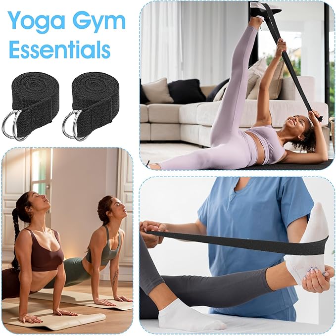 16 Pcs Yoga Strap for Stretching Bulk 6ft Exercise Stretch Band with Metal D Ring Adjustable Pilates Non Elastic Yoga Stretch Belt for Women Men Physical Fitness Gym Workout Dance