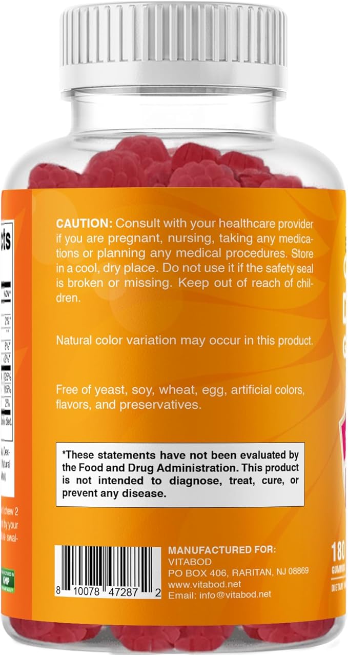 Vitamin D3 + K2 Gummies – Bone & Heart Health Support – 180 Pectin-Based Vegan Gummies