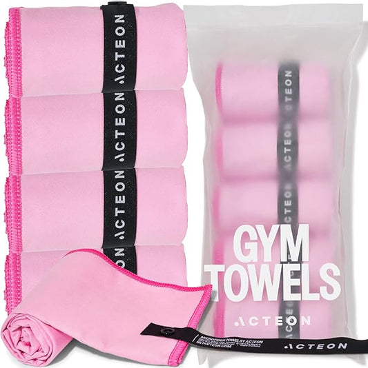 Acteon Microfiber Gym Towels 5 Pack – Quick Dry, Silver ION Odor-Free, Super Absorbent Sweat Towels for Women, Workout, Yoga, Pilates, Tennis, Running, Swimming, Travel – 16x30.5 Inch (Lavender Rose)